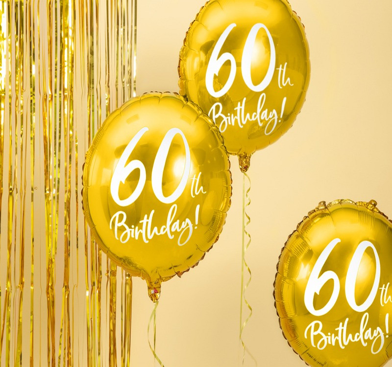 Balon foliowy 60th Birthday złoty 45cm FB24M-60-019 PartyDeco